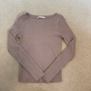 Abercrombie Women's Glossy Slash Sweater Top | Taupe | Size Medium